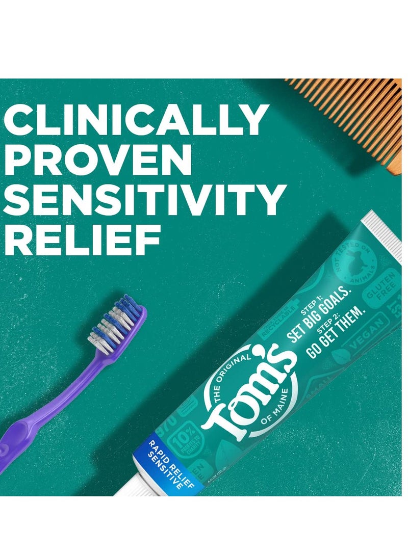 Tom's of Maine Fluoride-Free Rapid Relief Sensitive Toothpaste, Fresh Mint, 4 oz. 3-Pack (Packaging May Vary)