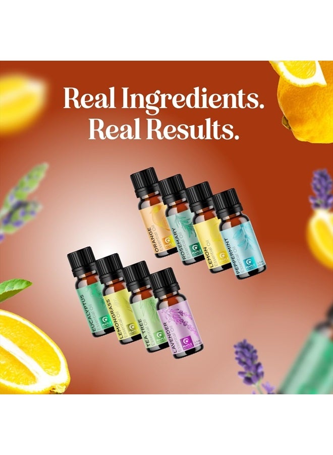 Pure Essential Oil Set for Diffuser - Aromatherapy Essential Oils for Diffusers for Home Travel and Self Care with High Grade Essential Oils for Hair Skin and Nails - Oil Diffuser Essential Oils Set