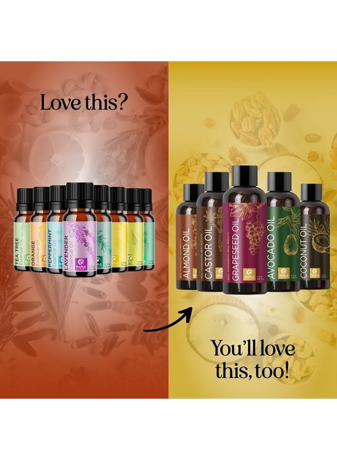 Pure Essential Oil Set for Diffuser - Aromatherapy Essential Oils for Diffusers for Home Travel and Self Care with High Grade Essential Oils for Hair Skin and Nails - Oil Diffuser Essential Oils Set