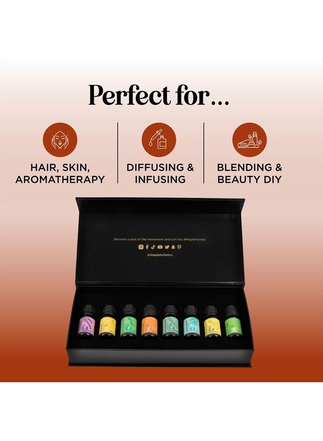 Pure Essential Oil Set for Diffuser - Aromatherapy Essential Oils for Diffusers for Home Travel and Self Care with High Grade Essential Oils for Hair Skin and Nails - Oil Diffuser Essential Oils Set
