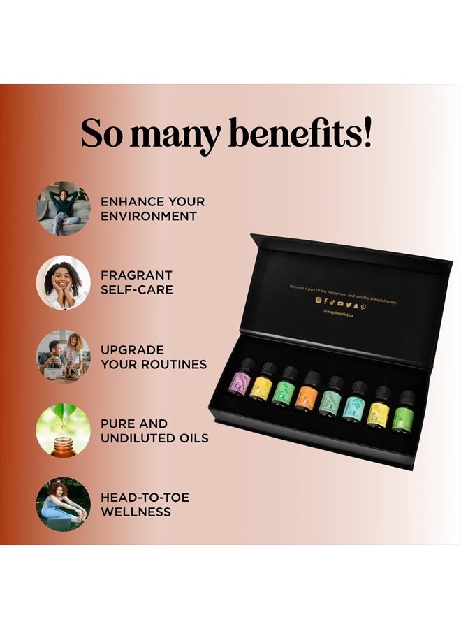 Pure Essential Oil Set for Diffuser - Aromatherapy Essential Oils for Diffusers for Home Travel and Self Care with High Grade Essential Oils for Hair Skin and Nails - Oil Diffuser Essential Oils Set