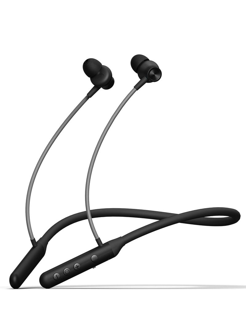 Audio YCharge Wireless in Ear Bluetooth Earphones with 12H Playtime, Type-C Fast Charging (20Min=100% Playtime), Pro+ Calling Mic, Made in India, 12mm Bass Drivers, IPX5 Neckband (Black)