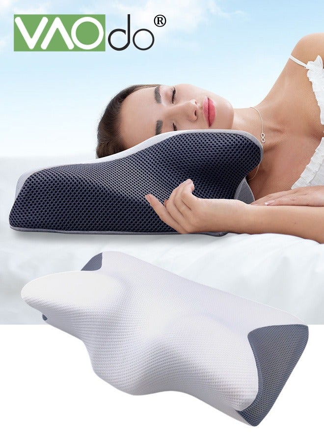 Memory Foam Cervical Pillow Neck Cervical Pillow 2 in 1 Ergonomic Contour Orthopedic Pillow for Neck Pa-in Anti Snoring Memory Pillow Contoured Support Pillows for Side Back Stomach Sleepers