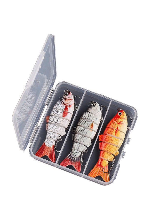 Fishing Lures for Bass Trout 6-segment Hard Body Lures with Treble Hook Swimbait