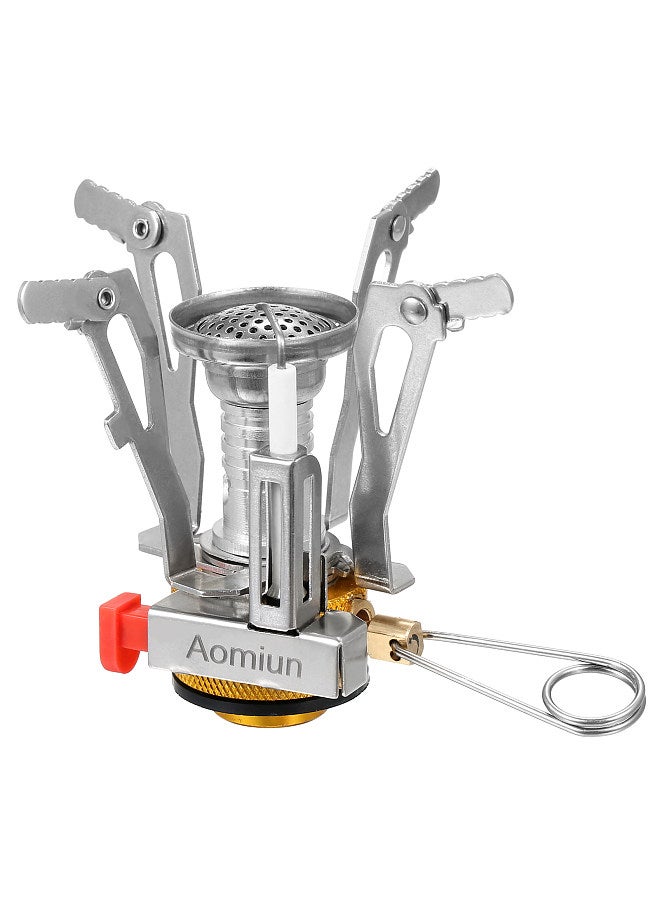 Aomiun Mini Camping Gas Stove Backpacking Stove with Piezo Ignition Portable Picnic Camping Pocket Stove for Outdoor Camping Hiking Cooking
