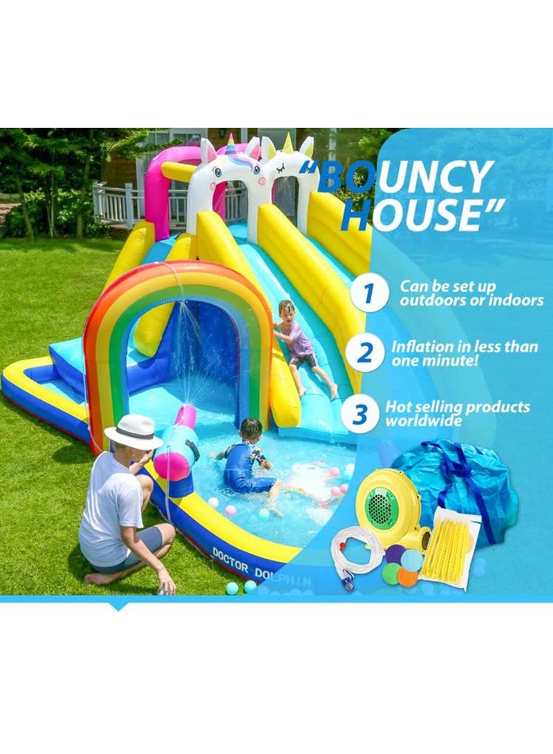 Inflatable Twin Water Slide with tunnel for Kids Outdoor Play