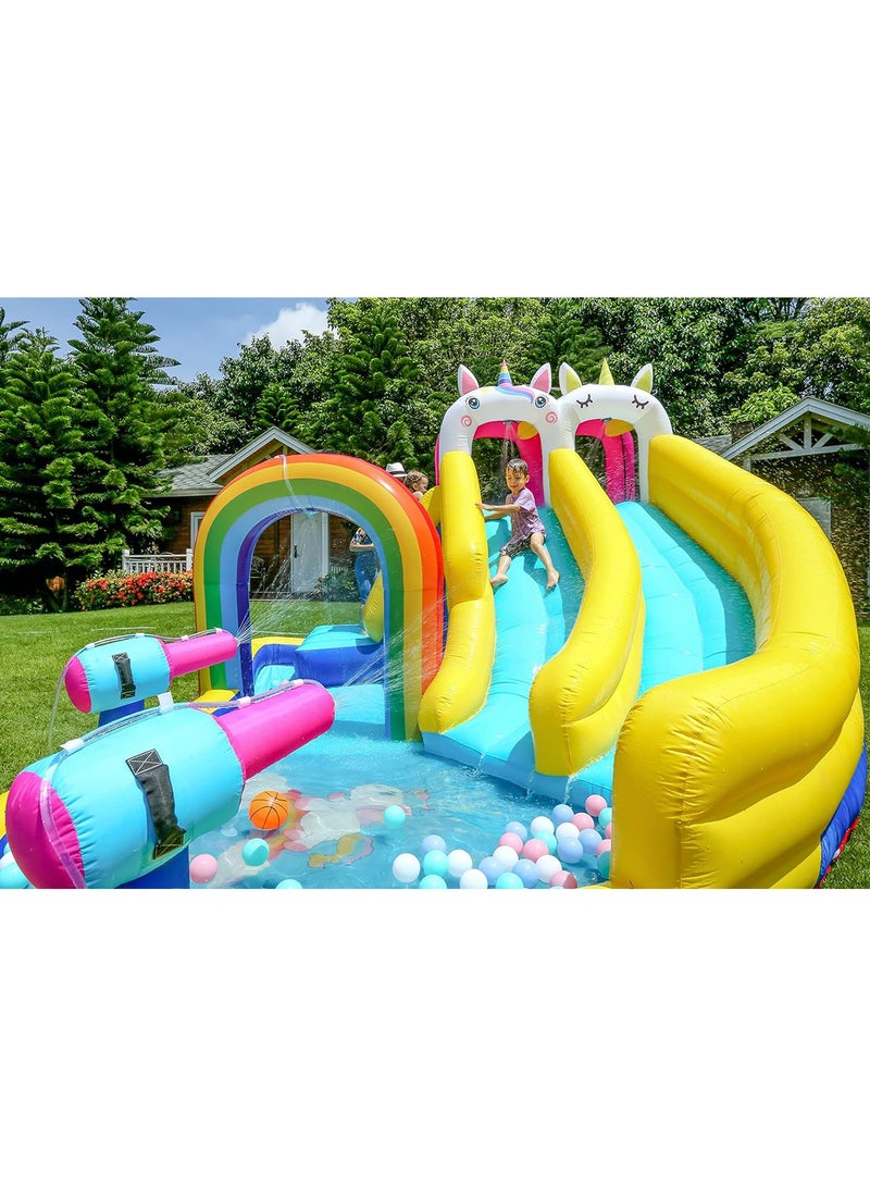 Inflatable Twin Water Slide with tunnel for Kids Outdoor Play