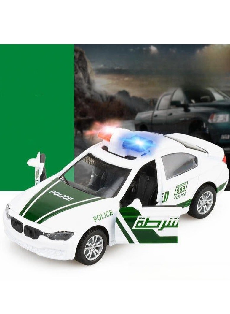 Mini Vehicles Toys For Kids Dubai Police Car Model Pull Back Alloy Car With Lights And Music