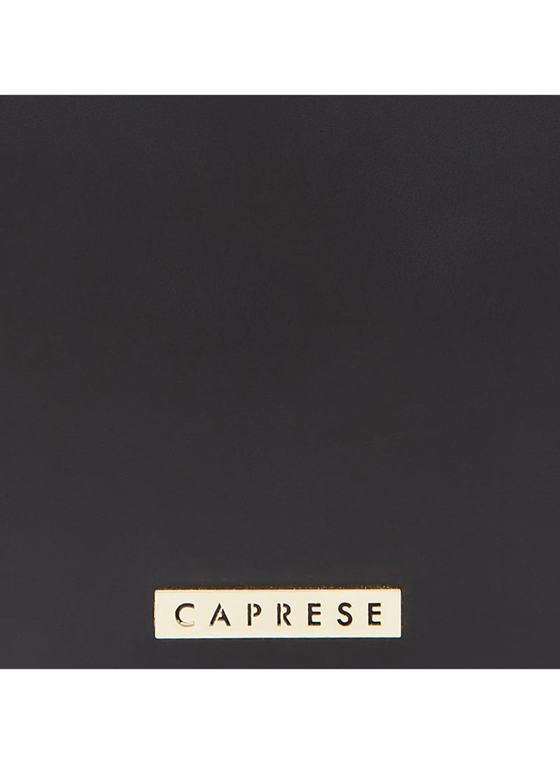 Caprese Gracie Solid Black Faux Leather Medium Satchel Bag