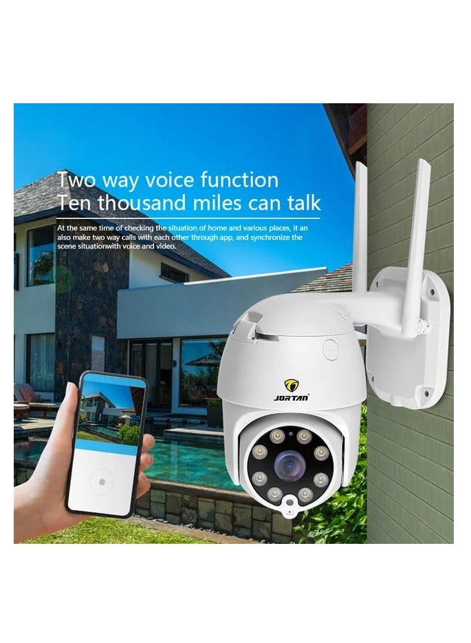 JORTAN 1080P Wireless Indoor Outdoor Wi-Fi PTZ Security Camera, 2 way  Audio, Night Vision,  Motion Detection, IP66 Water and Dustproof, PTZ Control,