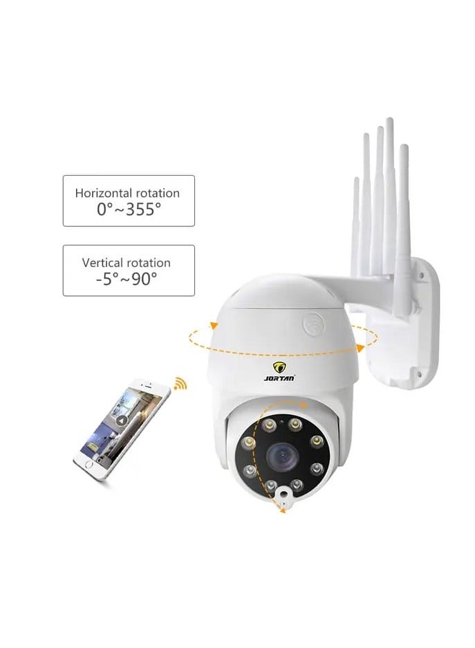 JORTAN 1080P Wireless Indoor Outdoor Wi-Fi PTZ Security Camera, 2 way  Audio, Night Vision,  Motion Detection, IP66 Water and Dustproof, PTZ Control,