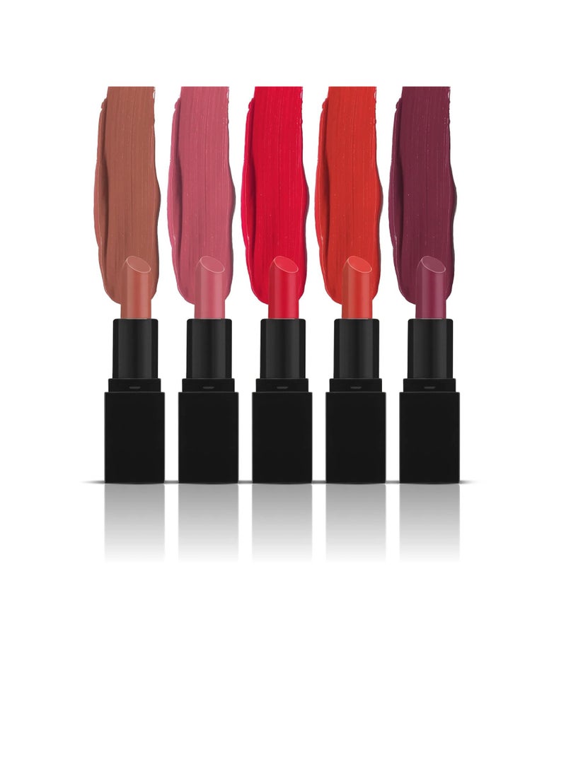 RENEE Crème Mini Lipstick Combo Pack of 5 1.65gm Each  Long Lasting Creamy Finish   Enriched With Jojoba Oil Keeps Lips Hydrated and Nourished  Travel Friendly