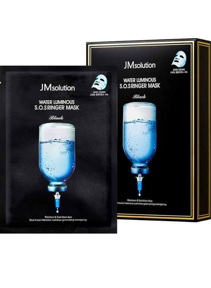 JMsolution Water Luminous S.O.S Ringer Mask Black Skin Care Face Mask- Korean Facial Skincare-5-layer High Intensive Moisture for all skin- 10 sheets X 1.24 fl oz
