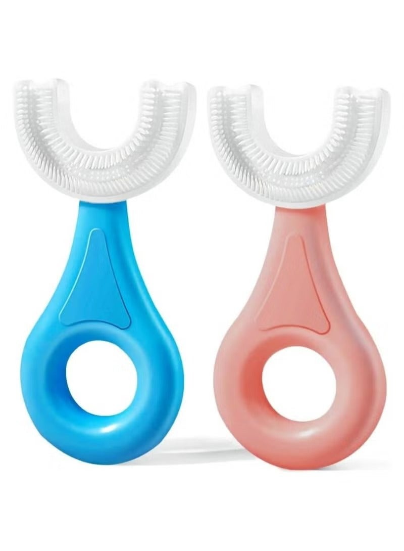 2 PCS U-Shaped Toothbrush Kids, Manual Whole Mouth for Age 2-6, 360° Oral Teeth Cleaning Design