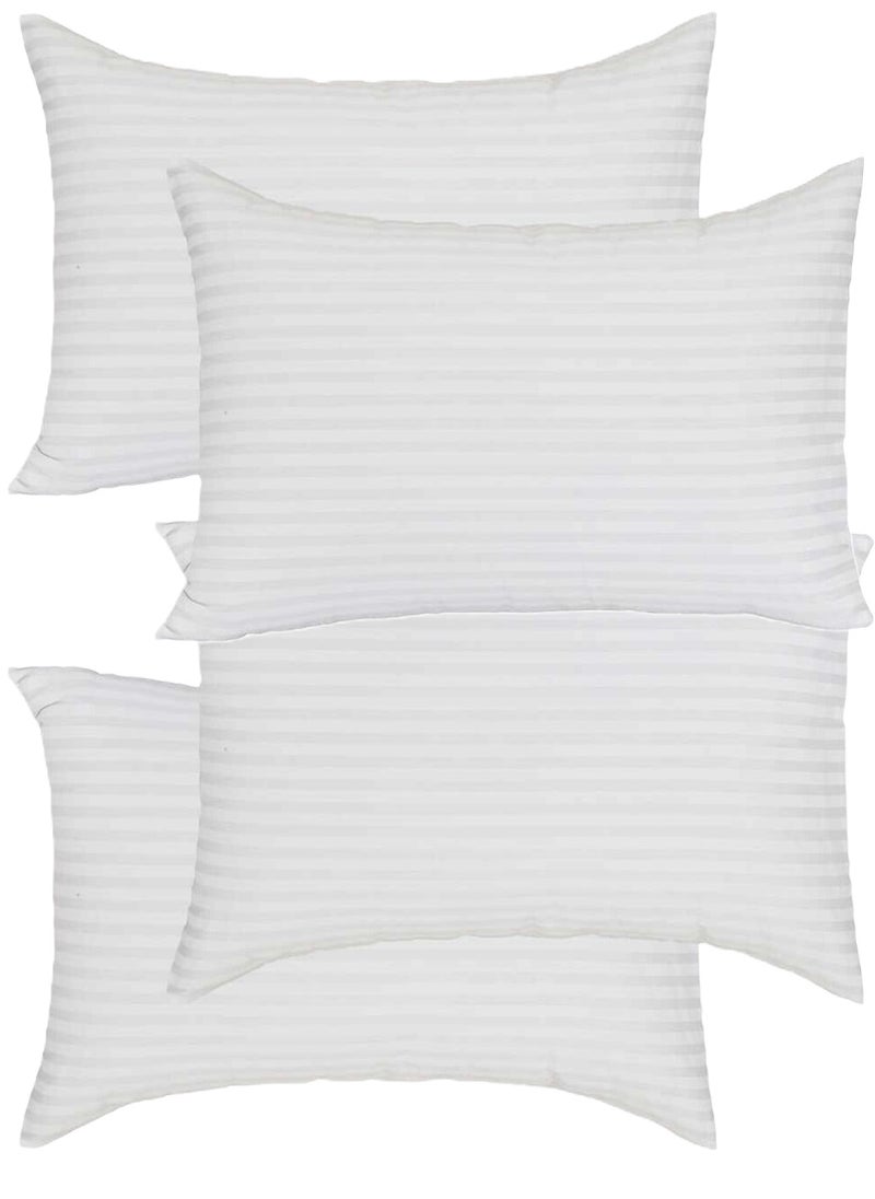 4 Piece Cotton Pillow Comfortable Stripe Design Hotel Style Pillow Microfiber 50x90 cm Made in Uae