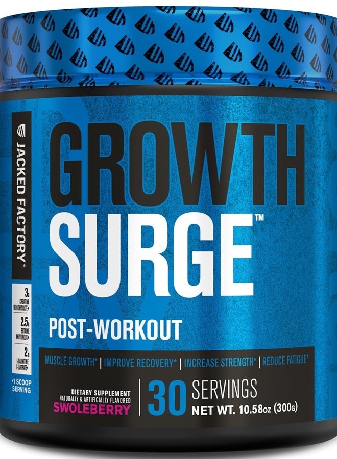 Growth Surge Creatine Post Workout w/L-Carnitine - Daily Muscle Builder & Recovery Supplement with Creatine Monohydrate, Betaine, L-Carnitine L-Tartrate - 30 Servings, Swoleberry