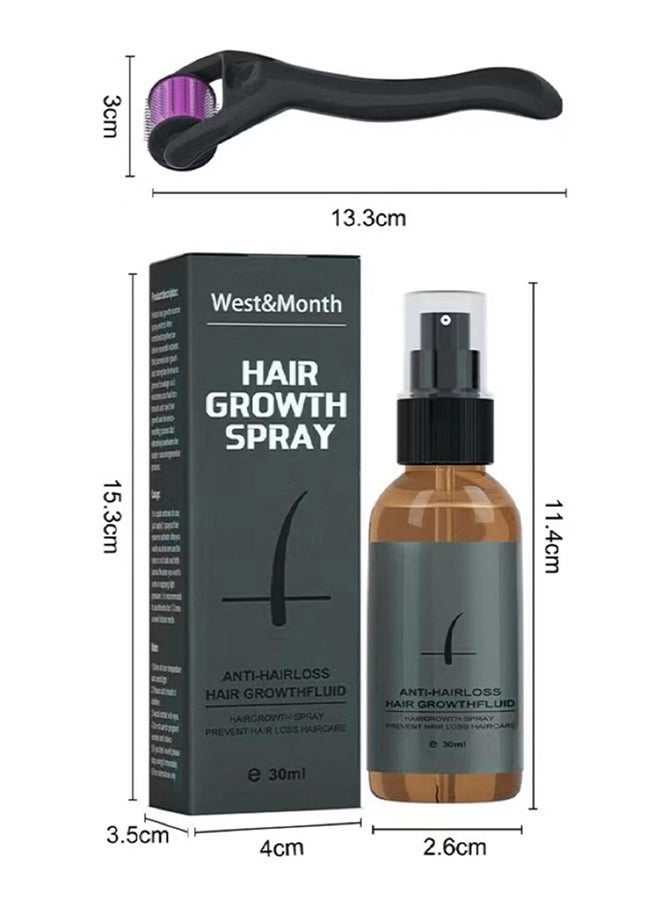 Hair Growth Spray-Beard Growth And Hair Regrowth Spray 30 ML With MicroNeedle Roller