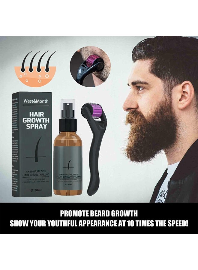 Hair Growth Spray-Beard Growth And Hair Regrowth Spray 30 ML With MicroNeedle Roller