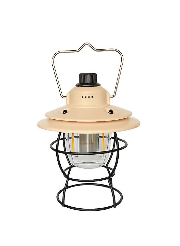 Rechargeable Retro Outdoor Hanging Metal Decorative Waterproof Tent Lamp Warm White 3 Modes Power Bank Vintage Camping Lantern