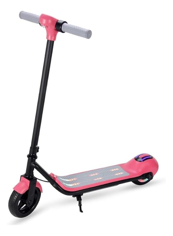 Kids Electric Scooter, 150W Motor, 22V Battery, Foldable, LED Lights, Adjustable Handle, Pink