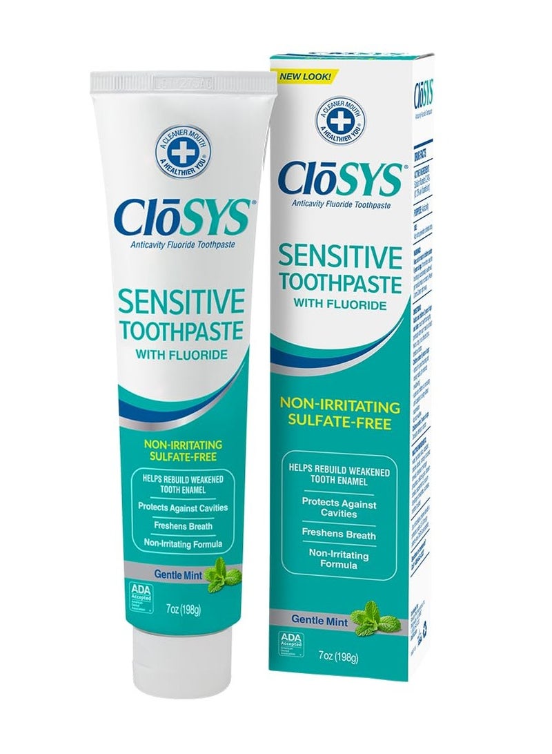 CloSYS Fluoride Toothpaste, 7 Ounce, Gentle Mint, Whitening, Enamel Protection, Sulfate Free