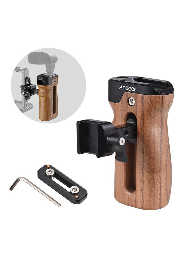 Universal Top/ Side Handle for Camera Cage Left/ Right Side Handgrip with NATO Clamp Cold Shoe Mount Up & Down Adjustable,  1 Pack