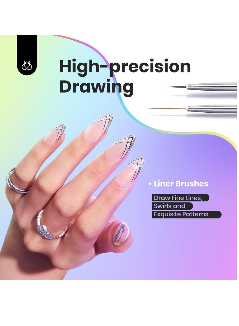 Beetles Gel Polish Nail Art Brushes, 6 Pcs Fingernail Art Design Pens, Wood Alloy Handle, Dotting Pen Clean Up Liner French Nail Brush Set, DIY Manicure Tools Gift for Women