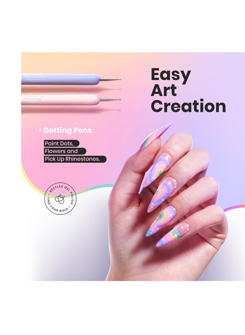 Beetles Gel Polish Nail Art Brushes, 6 Pcs Fingernail Art Design Pens, Wood Alloy Handle, Dotting Pen Clean Up Liner French Nail Brush Set, DIY Manicure Tools Gift for Women