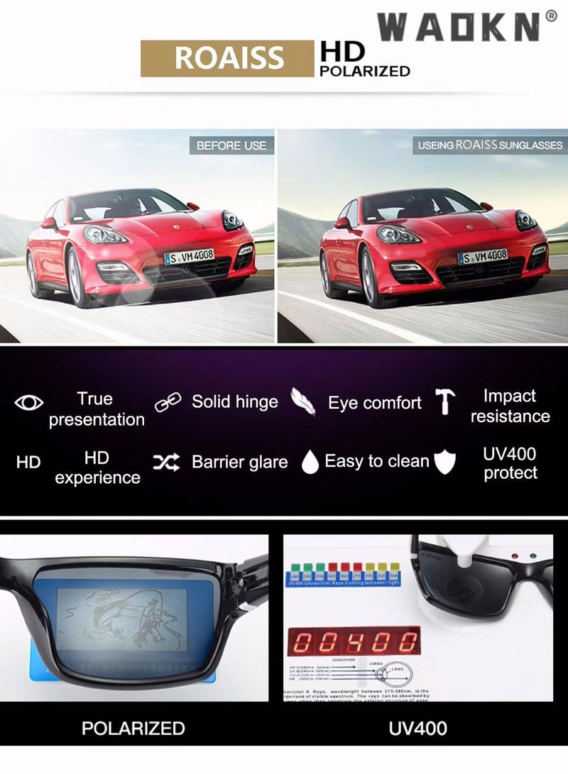 Sports Polarized Sunglasses for Men Women Cycling Driving Fishing 100% UV Protection,Sports Trendy Sunglasses,for Men Womens Sunglasses Polarized UV Protection Non-Slip, for Driving Cycling Running