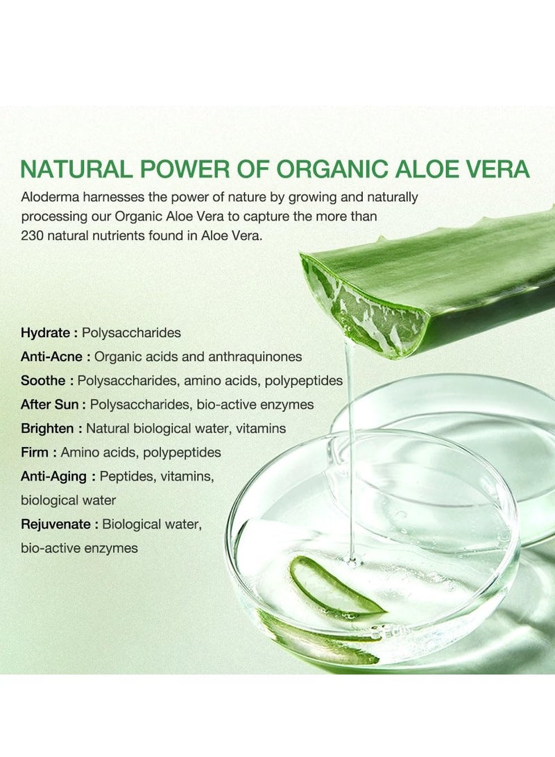 Aloderma 99% Organic Aloe Vera Gel for Face Made within 12 Hours of Harvest - Natural Hydrating Pure Aloe Vera Gel for Soothing Skincare - Moisturizing Aloe Gel for Skin, Face, & Sensitive Skin, 4oz