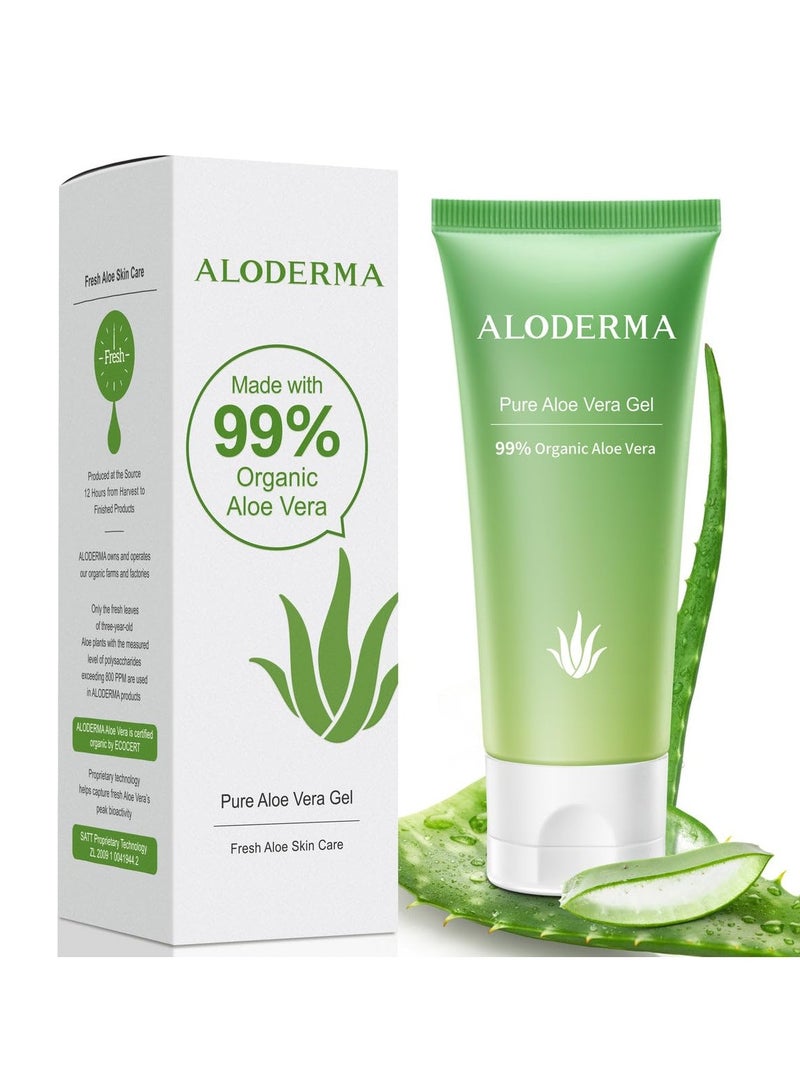 Aloderma 99% Organic Aloe Vera Gel for Face Made within 12 Hours of Harvest - Natural Hydrating Pure Aloe Vera Gel for Soothing Skincare - Moisturizing Aloe Gel for Skin, Face, & Sensitive Skin, 4oz