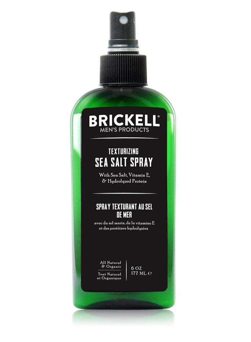Brickell Men's Texturizing Sea Salt Spray for Men, Natural & Organic, Alcohol-Free, Lifts and Texturizes Hair for a Beach or Surfer Hair Style, 6 Ounce