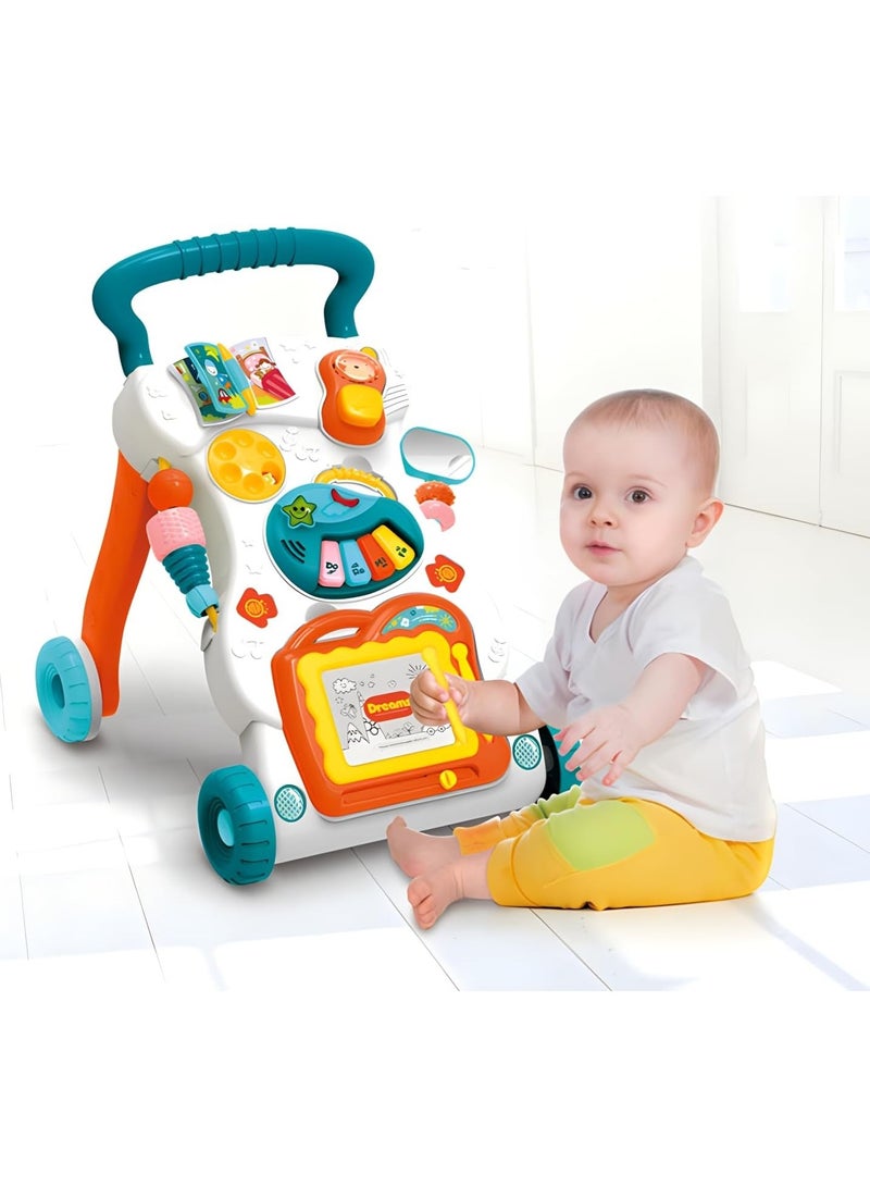 3 in 1 Baby Walker, Baby Push Walker for girls boys, Sit to Stand up Learning Walkers with drawing board, Infant Musical Activity Center for12 to 36 months