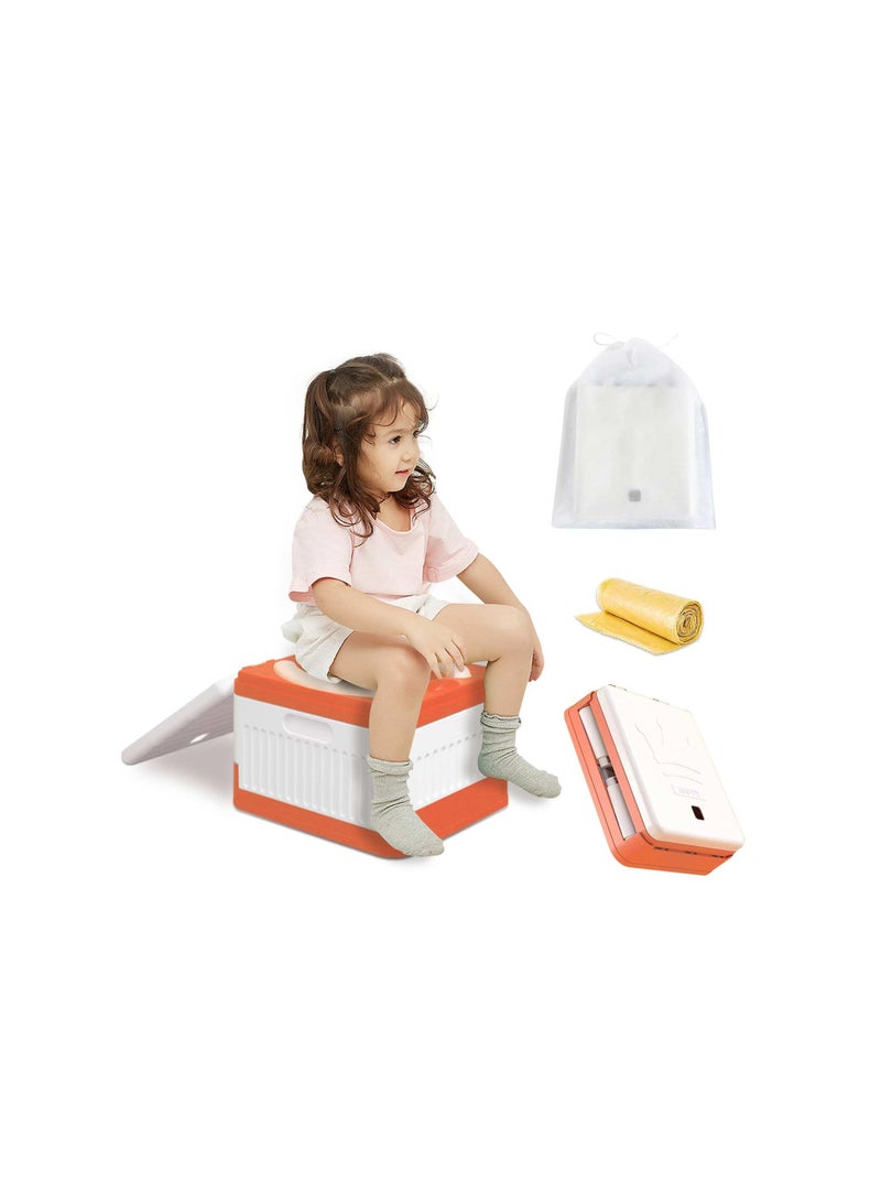 Foldable, Portable Potty Seat For Toddler - 1 Storage Bag And 20 Garbage Bags