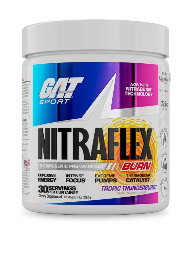 GAT Sport Nitraflex Thermogenic Pre-Workout Tropic Thunderbrust Flavor, 208g