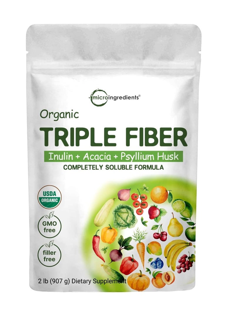 Organic Soluble Prebiotics triple Fiber Supplement for Digestive Health 2lb 907g