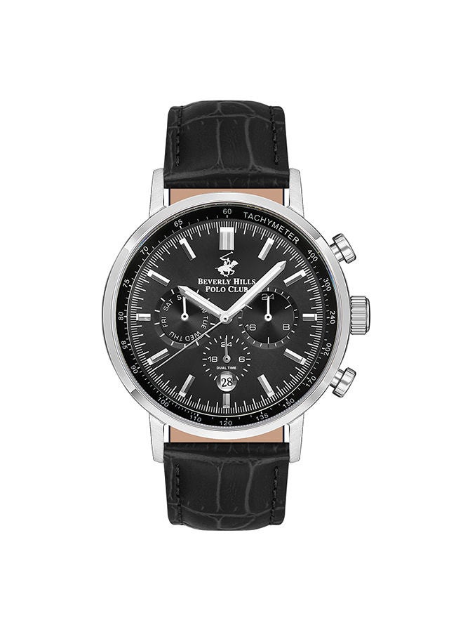 Men Chronograph Round Shape Leather Wrist Watch 43.5 mm