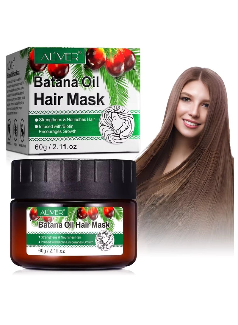 Batana Oil Hair Mask 60g Deep Repair Conditioning Batana Oil Strengthens & Nourishes Hair Oil Biotin Deep Treatment Hair Mask to Repair Dry Damaged & Frizzy Hair for All Hair Types