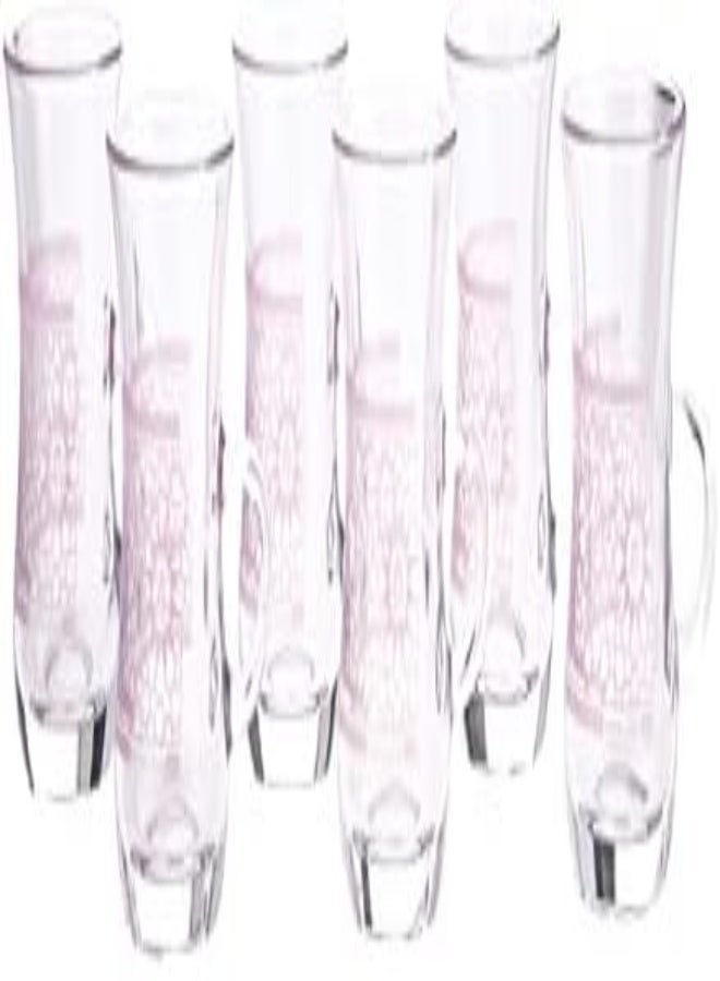 Akdc 6Pcs Glass Tea Cup W/Handle L(6Cm) Xw(6Cm) Xh(9Cm) Clear, Pink