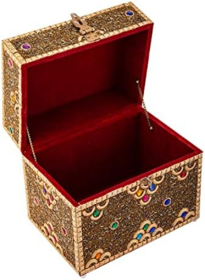 Akdc Wooden Jewelry Box 18Cm X 26Cm X 21Cm Golden