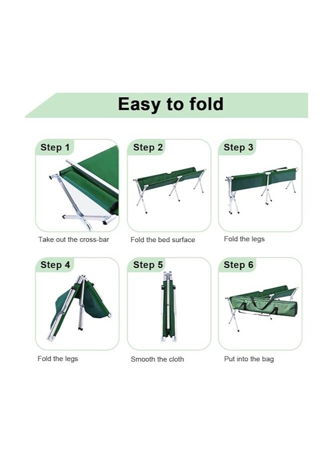 Adult Camping Bed, Comfortable Heavy Duty Military Army Style Foldable Sleeping Tent Bed with Carrying Bag