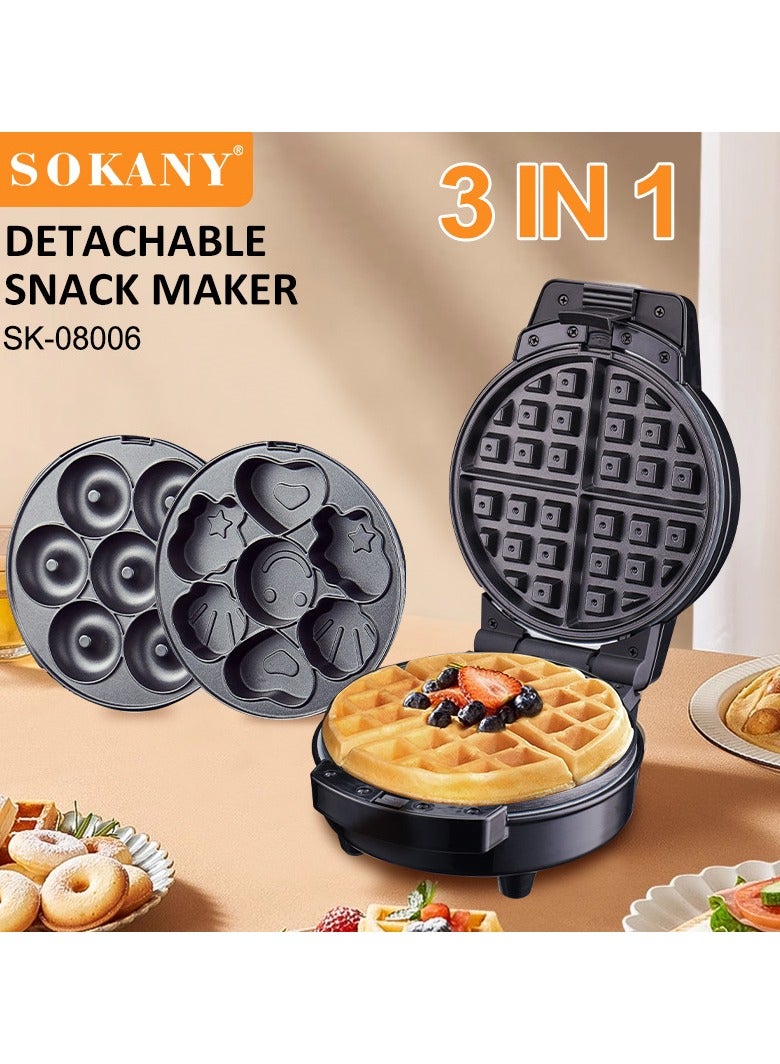 Sokany 3 in 1 Detachable Snack Maker, Cake Machine Waffle breakfast Machine