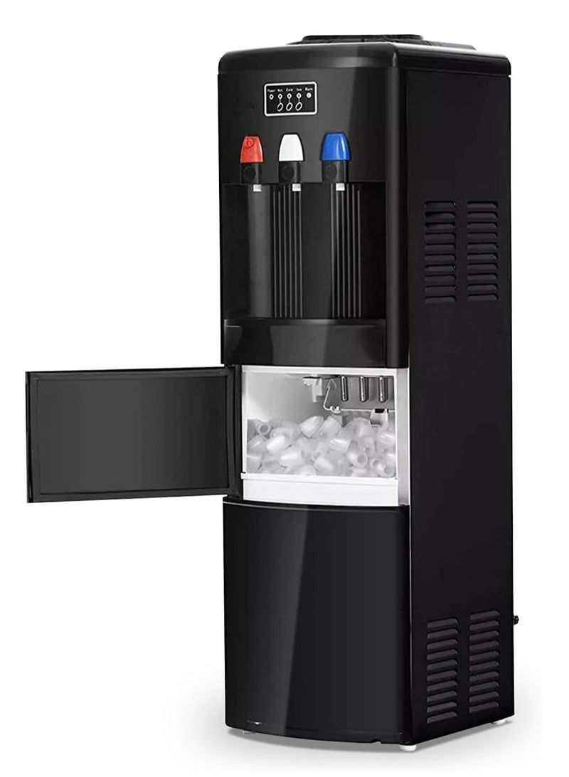 COOLBABY Ice Maker Machine - 2 in 1 Water Dispenser w/Built-in Ice Maker Freestanding Machine Hot with Child Safety, Delivers 15 kg per 24 Hours, Black dispenser water ﻿