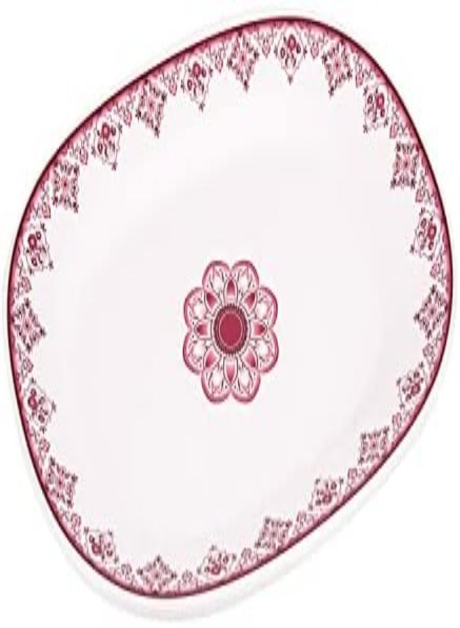 Akdc Vague Mel Oval Plate L(25Cm) Xw(30Cm) Xh(3Cm) White And Red