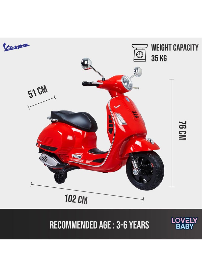 Lovely Baby Power Riding Motorcycle for Kids LB 946L - Motorbike with Side Support Wheels - Lights & Music - Electric Bike - Sit and Ride Scooty Age 3-6 yrs - Red