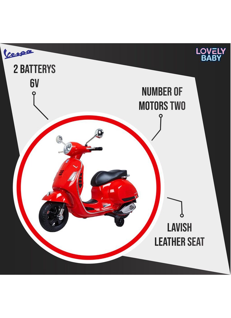 Lovely Baby Power Riding Motorcycle for Kids LB 946L - Motorbike with Side Support Wheels - Lights & Music - Electric Bike - Sit and Ride Scooty Age 3-6 yrs - Red