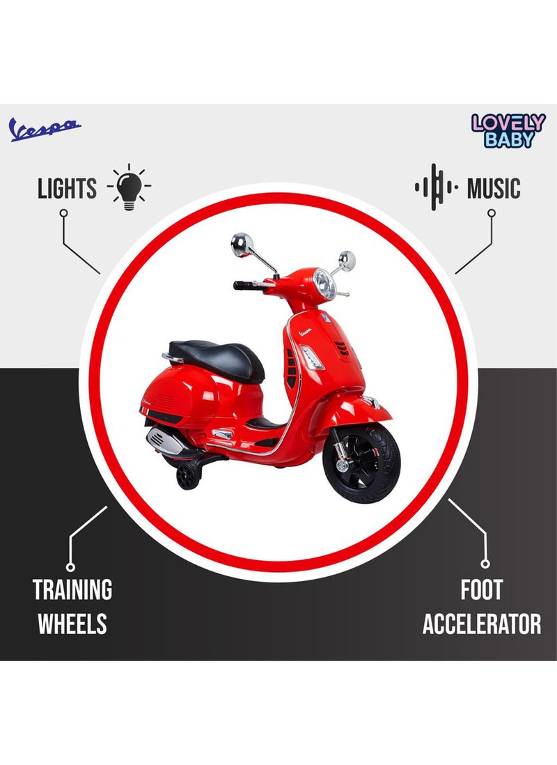 Lovely Baby Power Riding Motorcycle for Kids LB 946L - Motorbike with Side Support Wheels - Lights & Music - Electric Bike - Sit and Ride Scooty Age 3-6 yrs - Red