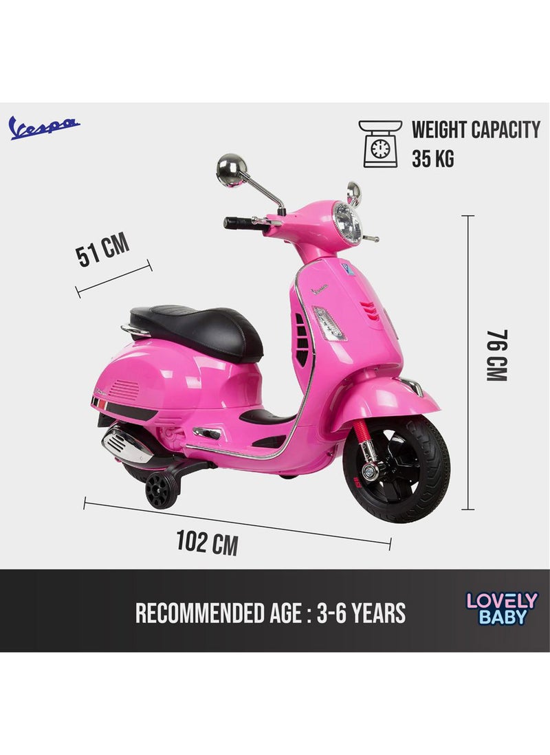 Lovely Baby Power Riding Motorcycle for Kids LB 946L - Motorbike with Side Support Wheels - Lights & Music - Electric Bike - Sit and Ride Scooty Age 3-6 yrs - Pink