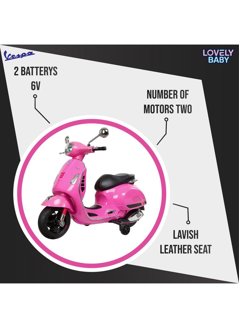 Lovely Baby Power Riding Motorcycle for Kids LB 946L - Motorbike with Side Support Wheels - Lights & Music - Electric Bike - Sit and Ride Scooty Age 3-6 yrs - Pink