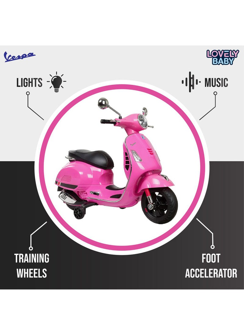 Lovely Baby Power Riding Motorcycle for Kids LB 946L - Motorbike with Side Support Wheels - Lights & Music - Electric Bike - Sit and Ride Scooty Age 3-6 yrs - Pink